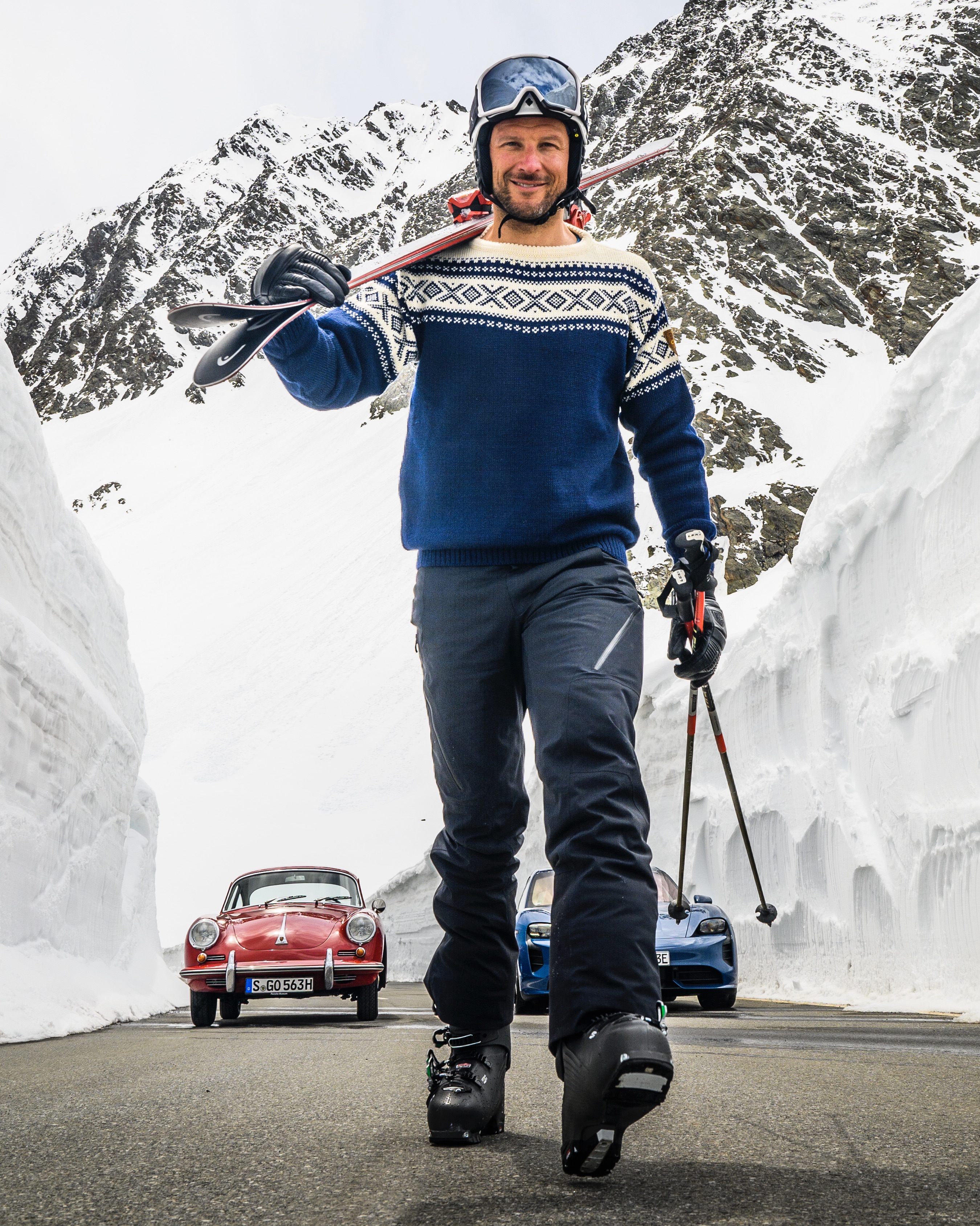 Aksel Lund Svindal, embajador de Porsche, 356 B, Taycan Turbo, 2021, Porsche AG